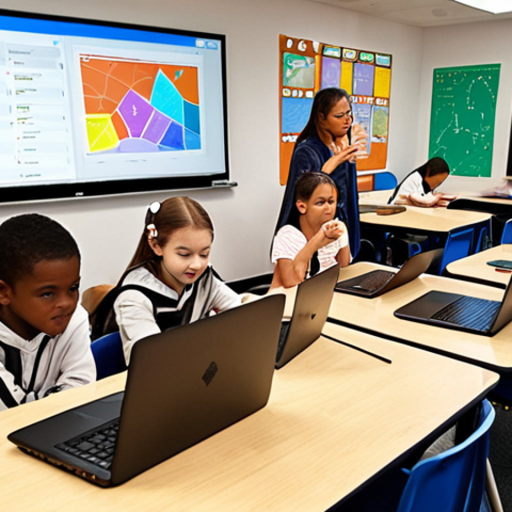 **

A group of children enthusiastically learning to code on laptops, surrounded by colorful visuals and diagrams. Focus on the expressions of creativity, problem-solving, and engagement. The setting is a bright and inspiring classroom environment, possibly with a coding teacher nearby.

**