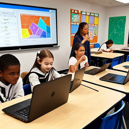 Home 4 **
A group of children enthusiastically learning to code on laptops, surrounded by colorful visuals and diagrams. Focus on the expressions of creativity, problem-solving, and engagement. The setting is a bright and inspiring classroom environment, possibly with a coding teacher nearby.
**